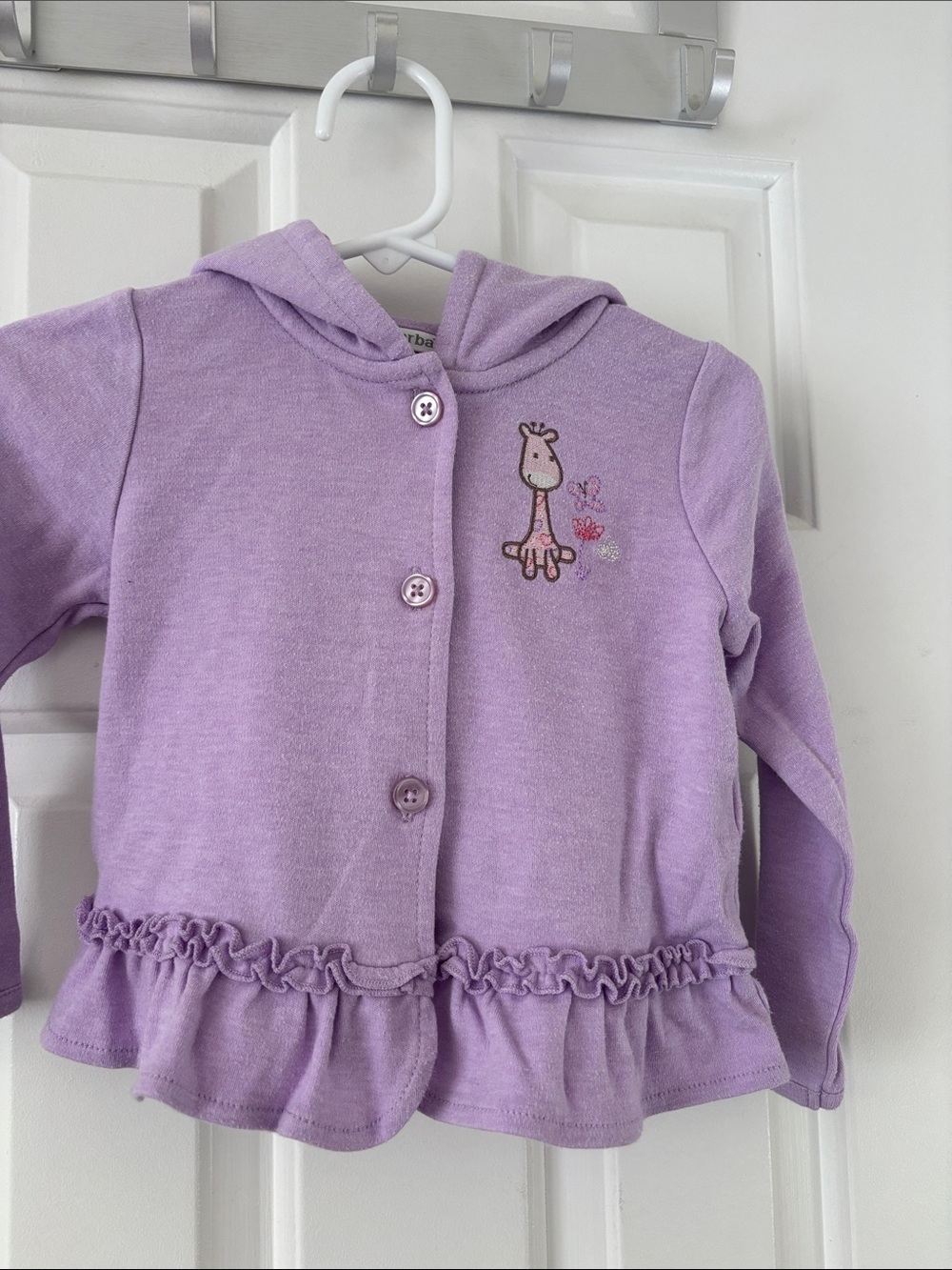 Absorba Lavender Knit Hooded Cardigan with Giraffe Embroidery